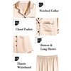 image:imageSWOMOG Womens 2 PCS  3 PCS Pajamas Set Silk Satin Long Sleeve Sleepwear Button Down Loungewear Pjs NightwearZ  Champagne  2 Pcs