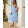 image:imageSWOMOG Womens Cotton Nightgowns Sleeveless Night Gown Embroidery House Dress Soft Long Nightdress with PocketsBlue