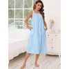 image:imageSWOMOG Womens Cotton Nightgowns Sleeveless Night Gown Embroidery House Dress Soft Long Nightdress with PocketsBlue