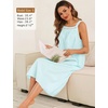 image:imageSWOMOG Womens Cotton Nightgowns Sleeveless Night Gown Embroidery House Dress Soft Long Nightdress with PocketsGreen