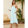 image:imageSWOMOG Womens Cotton Nightgowns Sleeveless Night Gown Embroidery House Dress Soft Long Nightdress with PocketsGreen