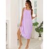 image:imageSWOMOG Womens Cotton Nightgowns Sleeveless Night Gown Embroidery House Dress Soft Long Nightdress with PocketsPurple