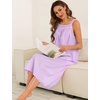 image:imageSWOMOG Womens Cotton Nightgowns Sleeveless Night Gown Embroidery House Dress Soft Long Nightdress with PocketsPurple