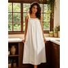 image:imageSWOMOG Womens Cotton Nightgowns Sleeveless Night Gown Embroidery House Dress Soft Long Nightdress with PocketsWhite
