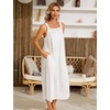 image:imageSWOMOG Womens Cotton Nightgowns Sleeveless Night Gown Embroidery House Dress Soft Long Nightdress with PocketsWhite