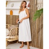image:imageSWOMOG Womens Cotton Nightgowns Sleeveless Night Gown Embroidery House Dress Soft Long Nightdress with PocketsWhite