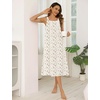 image:imageSWOMOG Womens Cotton Nightgowns Sleeveless Night Gown Embroidery House Dress Soft Long Nightdress with PocketsWhite Floral