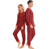 image:imageSWOMOG Womens Matching Family Pajama Sets Christmas Couple Long Sleeve PJs Holiday 2 PCS Sleepwear Set Household Long Pants