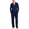image:imageSWOMOG Mens Christmas Pjs Set with Pockets Long Sleeve Modal Sleepwear Button Down Pajamas Soft Loungewear 2 Pcs Comfy Pj Set Navy Blue