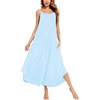 image:imageSWOMOG Women Long Nightgown Pajama Dress Soft Strap Nightdress Summer Sleeveless Nightshirt Lounge Dress with PocketsLight Blue