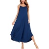 image:imageSWOMOG Women Long Nightgown Pajama Dress Soft Strap Nightdress Summer Sleeveless Nightshirt Lounge Dress with PocketsNavy Blue