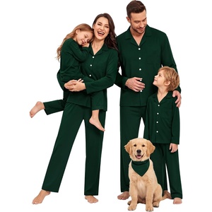 image:imageSWOMOG Family Pajamas Set Christmas Matching Pjs Long Sleeve Festival Party Nightwear Xmas Button Down Sleepwear Green