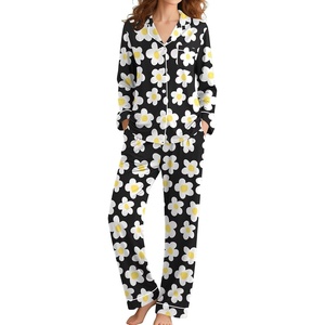 image:imageSWOMOG Pajamas Womens Long Sleeve Sleepwear Soft Button Down Loungewear Pjs Set Nightwear SXXL Black Flower