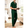 image:imageSWOMOG 100 Cotton Men Pajamas Set Button Down Short Sleeve Sleepwear Loungewear Pjs Set with PocketsGreen