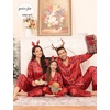 image:imageSWOMOG Matching Family Pajamas Set Women amp Men amp Kids Silk Satin Pjs 2 Pcs Long Sleeve Button Down Sleepwear with 2 PocketsKids Christmas Red Plaid 120Age for 67Y