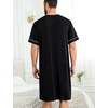 image:imageSWOMOG Mens Nightgown Short Sleeve Lounge Sleep Henley Shirt Pajama Big amp Tall Nightshirt Comfy Nightwear M3XLBlack