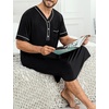 image:imageSWOMOG Mens Nightgown Short Sleeve Lounge Sleep Henley Shirt Pajama Big amp Tall Nightshirt Comfy Nightwear M3XLBlack
