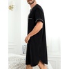 image:imageSWOMOG Mens Nightgown Short Sleeve Lounge Sleep Henley Shirt Pajama Big amp Tall Nightshirt Comfy Nightwear M3XLBlack