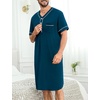 image:imageSWOMOG Mens Nightgown Short Sleeve Lounge Sleep Henley Shirt Pajama Big amp Tall Nightshirt Comfy Nightwear M3XLBlue Green