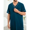 image:imageSWOMOG Mens Nightgown Short Sleeve Lounge Sleep Henley Shirt Pajama Big amp Tall Nightshirt Comfy Nightwear M3XLBlue Green