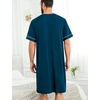 image:imageSWOMOG Mens Nightgown Short Sleeve Lounge Sleep Henley Shirt Pajama Big amp Tall Nightshirt Comfy Nightwear M3XLBlue Green