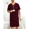 image:imageSWOMOG Mens Nightgown Short Sleeve Lounge Sleep Henley Shirt Pajama Big amp Tall Nightshirt Comfy Nightwear M3XLDeep Grape Purple