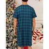 image:imageSWOMOG Mens Nightgown Short Sleeve Lounge Sleep Henley Shirt Pajama Big amp Tall Nightshirt Comfy Nightwear M3XLGreen Black Plaid