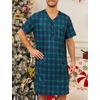image:imageSWOMOG Mens Nightgown Short Sleeve Lounge Sleep Henley Shirt Pajama Big amp Tall Nightshirt Comfy Nightwear M3XLGreen Black Plaid