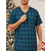 image:imageSWOMOG Mens Nightgown Short Sleeve Lounge Sleep Henley Shirt Pajama Big amp Tall Nightshirt Comfy Nightwear M3XLGreen Black Plaid