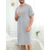 image:imageSWOMOG Mens Nightgown Short Sleeve Lounge Sleep Henley Shirt Pajama Big amp Tall Nightshirt Comfy Nightwear M3XLGrey