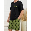 image:imageSWOMOG Mens Pajama Set Short Sleeve Pjs Set Soft Comfy Sleepwear Summer 2 Piece Loungewear Print With Pocket SXXLArmy Green Bigfoot