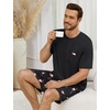 image:imageSWOMOG Mens Pajama Set Short Sleeve Pjs Set Soft Comfy Sleepwear Summer 2 Piece Loungewear Print With Pocket SXXLPink Flamingos