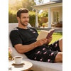 image:imageSWOMOG Mens Pajama Set Short Sleeve Pjs Set Soft Comfy Sleepwear Summer 2 Piece Loungewear Print With Pocket SXXLPink Flamingos
