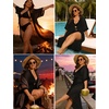 image:imageSWOMOG Women Cover Ups Plus Size Swimsuit Chiffon Kimono Long Cardigan Open Front Bathing Suit Summer Flowy Bikini BeachwearBlack