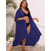 image:imageSWOMOG Women Cover Ups Plus Size Swimsuit Chiffon Kimono Long Cardigan Open Front Bathing Suit Summer Flowy Bikini BeachwearNavy Blue