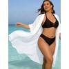 image:imageSWOMOG Women Cover Ups Plus Size Swimsuit Chiffon Kimono Long Cardigan Open Front Bathing Suit Summer Flowy Bikini BeachwearWhite
