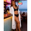 image:imageSWOMOG Women Cover Ups Plus Size Swimsuit Chiffon Kimono Long Cardigan Open Front Bathing Suit Summer Flowy Bikini BeachwearWhite