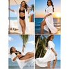 image:imageSWOMOG Women Cover Ups Plus Size Swimsuit Chiffon Kimono Long Cardigan Open Front Bathing Suit Summer Flowy Bikini BeachwearWhite