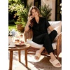 image:imageSWOMOG Womens 100 Cotton Pajamas Soft Short Sleeve Lounge Set 2 Piece Button Down Sleepwear with PocketsBlack