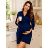 image:imageSWOMOG Womens Maternity Nursing Robe Pregnancy Breastfeeding Bathrobes 3 in 1 Labor Delivery NightgownDark Navy