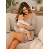 image:imageSWOMOG Womens Maternity Nursing Robe Pregnancy Breastfeeding Bathrobes 3 in 1 Labor Delivery NightgownLight Brown