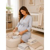 image:imageSWOMOG Womens Maternity Nursing Robe Pregnancy Breastfeeding Bathrobes 3 in 1 Labor Delivery NightgownSilver Grey