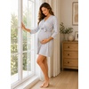 image:imageSWOMOG Womens Maternity Nursing Robe Pregnancy Breastfeeding Bathrobes 3 in 1 Labor Delivery NightgownSilver Grey
