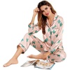 image:imageSWOMOG Womens Silk Satin Pajamas Set Long Sleeve Button Down Sleepwear 2 Piece Lounge Set Pj Set XS3XLCactus Pink