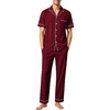 image:imageSWOMOG 100 Cotton Men Pajamas Set Button Down Short Sleeve Sleepwear Loungewear Pjs Set with PocketsWine Red