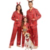 image:imageSWOMOG Matching Family Pajamas Set Women amp Men amp Kids Silk Satin Pjs 2 Pcs Long Sleeve Button Down Sleepwear with 2 PocketsKids Christmas Red Plaid 120Age for 67Y