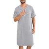 image:imageSWOMOG Mens Nightgown Short Sleeve Lounge Sleep Henley Shirt Pajama Big amp Tall Nightshirt Comfy Nightwear M3XLGrey