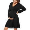 image:imageSWOMOG Womens Maternity Nursing Robe Pregnancy Breastfeeding Bathrobes 3 in 1 Labor Delivery NightgownBlack