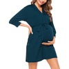 image:imageSWOMOG Womens Maternity Nursing Robe Pregnancy Breastfeeding Bathrobes 3 in 1 Labor Delivery NightgownBlue Green