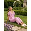 image:imageSWOMOG 100 Cotton Women Pajamas Set 2 Piece Short Sleeve Sleepwear Gingham Button Down Lounge Set Soft Ruffle PjsPink Plaid